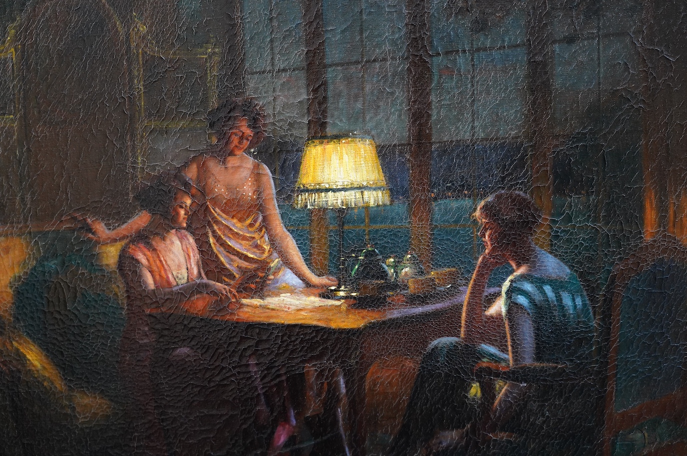 Delphin Enjolras (French, 1857-1945), Jeunes femmes jouant aux cartes, oil on canvas, 60 x 73cm
